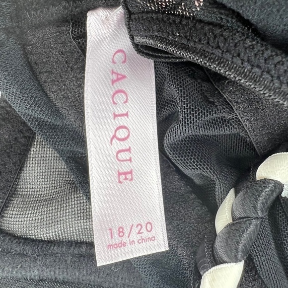 NWT Cacique Black Bow Embroidered 2 Piece Baby Doll Negligee Size 18/20 Women’s - Picture 2 of 7